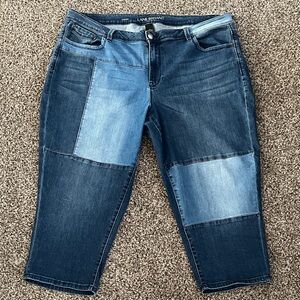 Lane Bryant Women's Dark and Light Blue Cropped Capri Jeans Patchwork Size 23